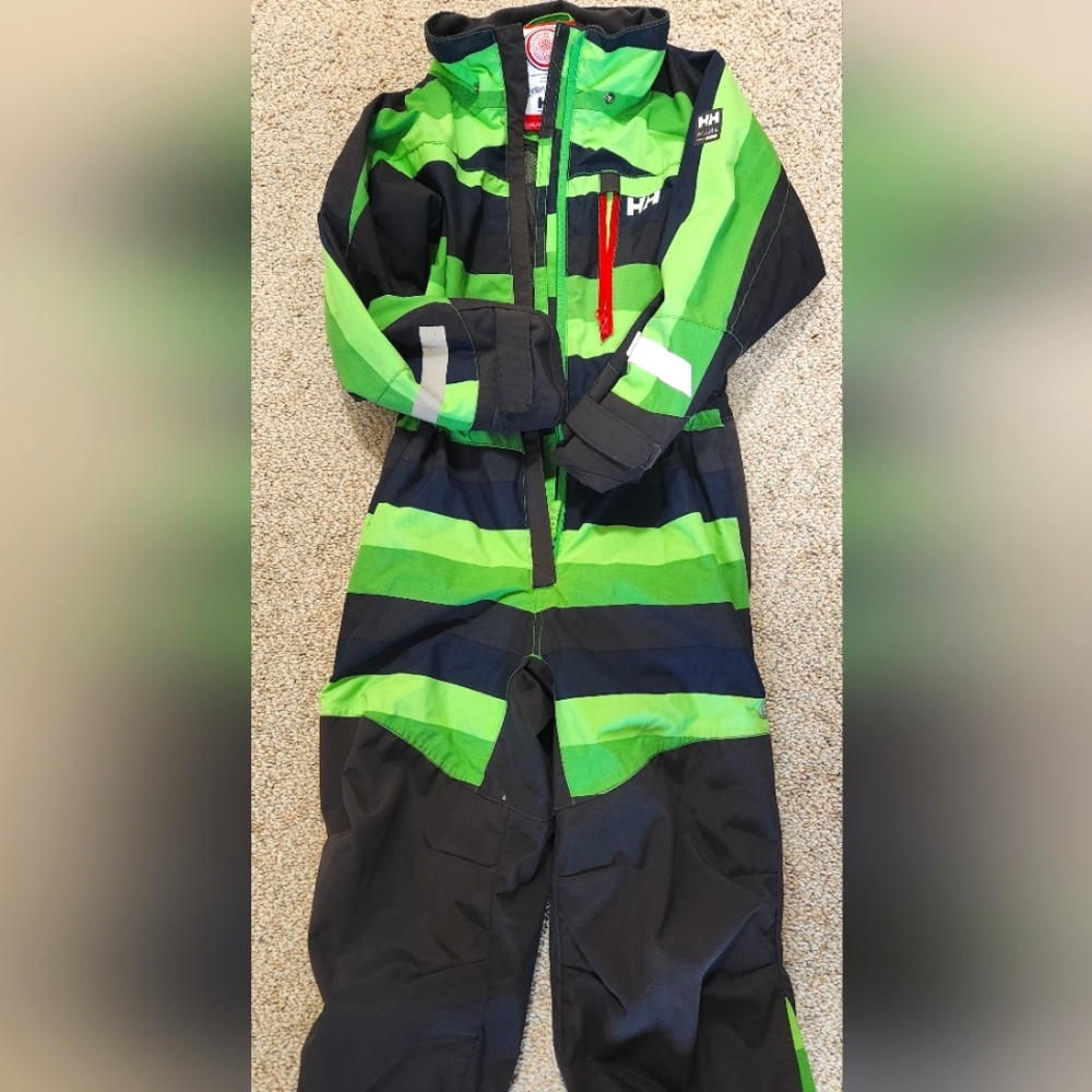 Kids Helly Hansen Lime and Black Ski Suit Un Insulated Size 4